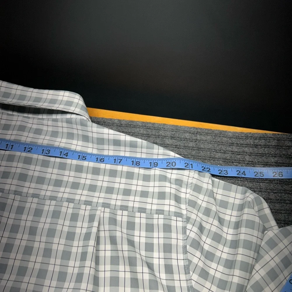 Rugby Men's‎ Gray Checkered Button Down Shirt-2XLarge-Big